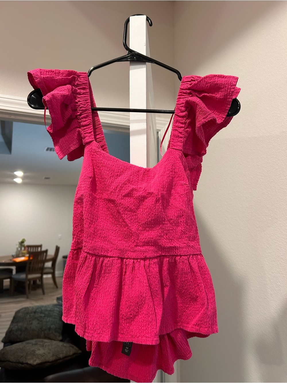 Women's Pink Ruffle Peplum Tank Top